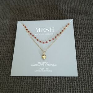 MESH Red❤️ "Splash"🌊 and Gold Heart💛 Double✌️ Necklace